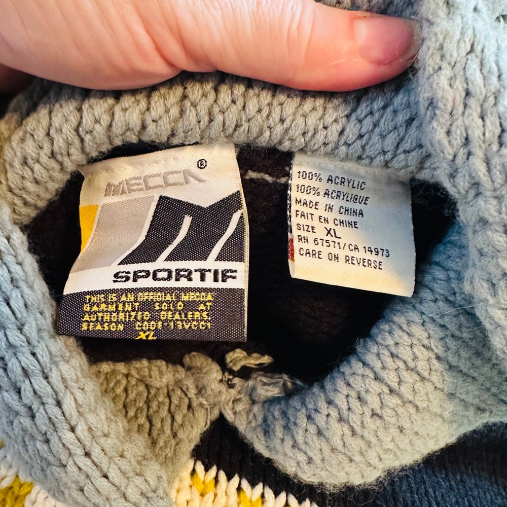 Mecca‎ vintage Mens XL Greek Key Aztec Print Knit Sweater - Picture 8 of 11